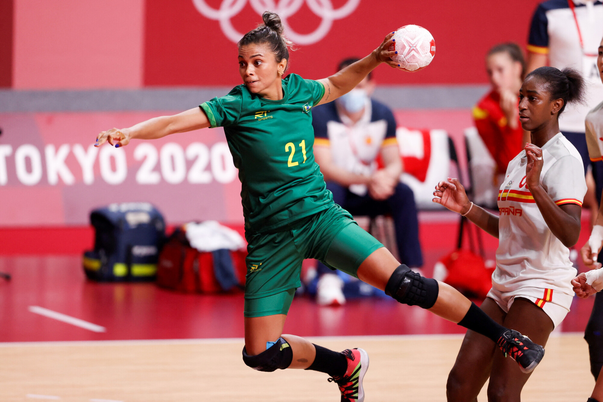 Brazil's Adriana Cardoso in action against Spain during a match for Women's Group B handball at the 2020 Olympic Games, at the Yoyogi National Stadium in Tokyo, Japan, 29 July 2021. Efe/ABACAPRESS.COM//Kai Foersterling 