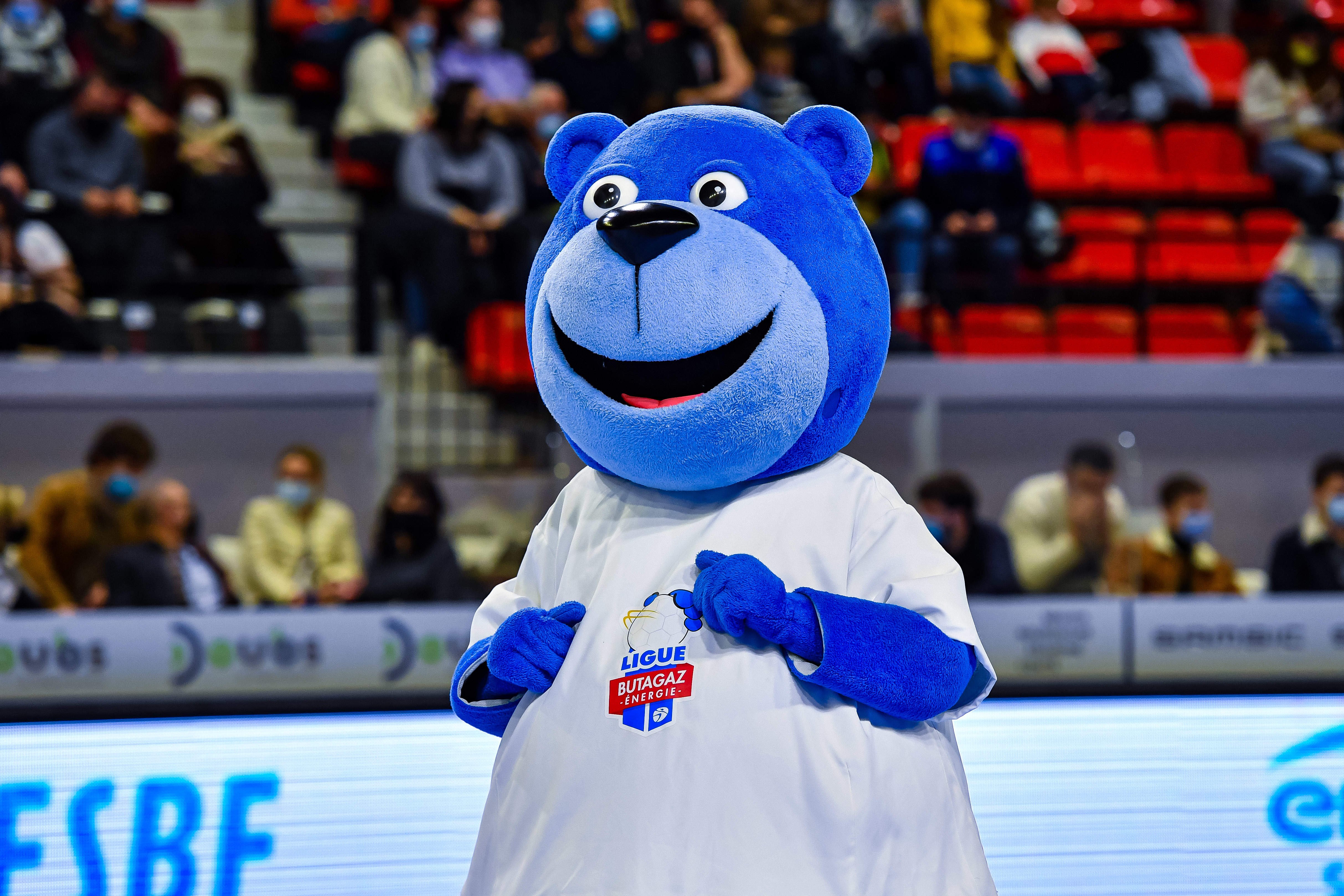 Ligue Butagaz Mascot during the French Ligue Butagaz Energie women’s handball match between Besancon and Metz on February 2, 2022 in Besancon, France. (Photo by Baptiste Fernandez/Icon Sport)