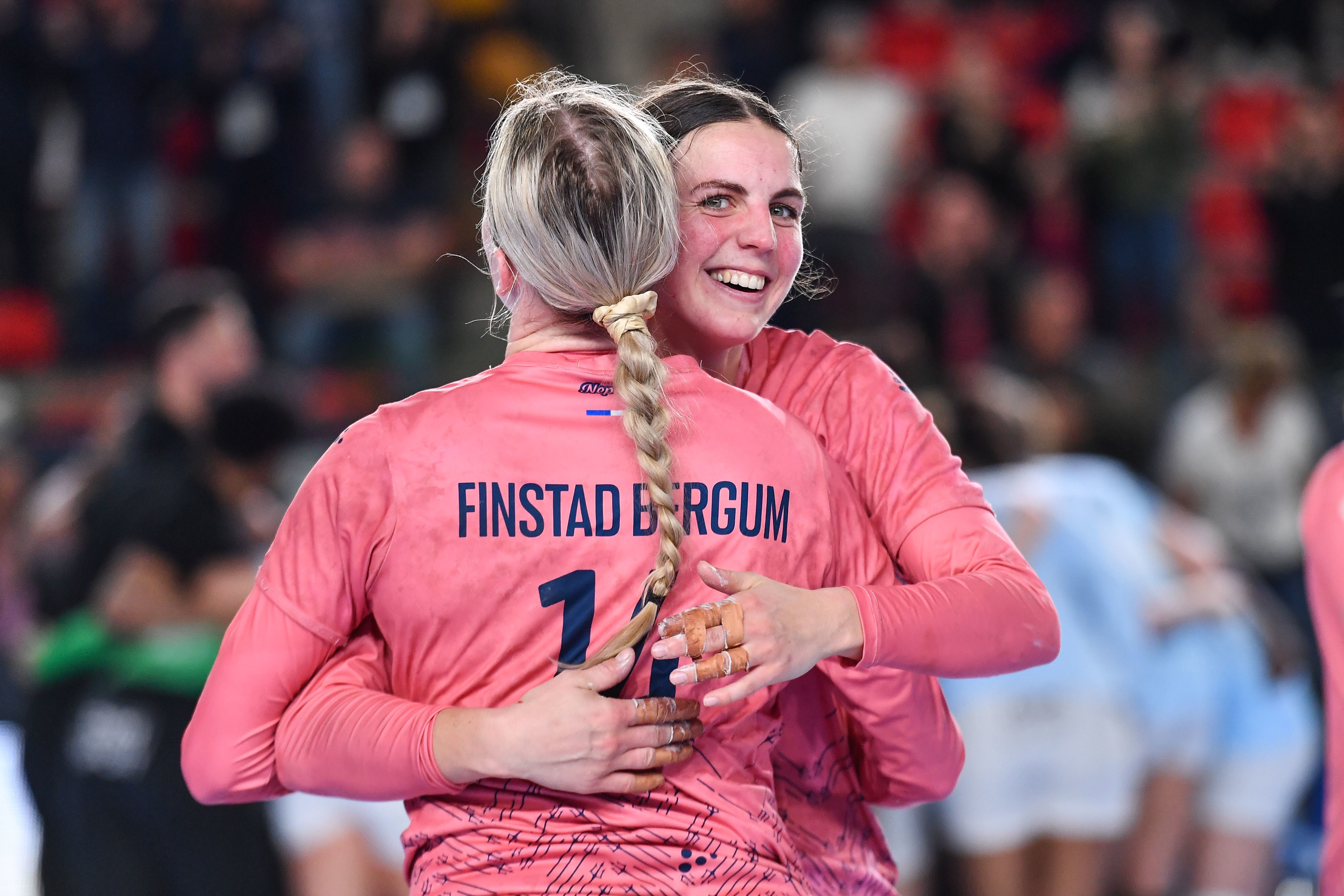 Carin STROMBERG of Nantes and Mari FINSTAD BERGUM of Nantes during the Ligue Butaguaz Energie match between Nantes and Paris92 on March 20, 2022 in Nantes, France. (Photo by Franco Arland/Icon Sport)